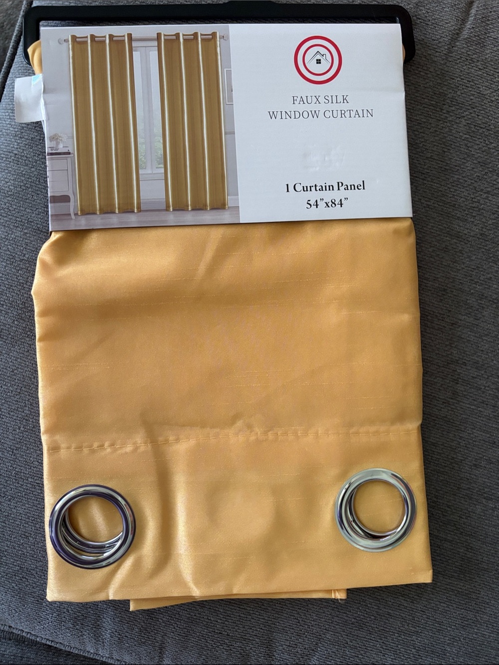 Faux Silk Curtain Panel in Gold